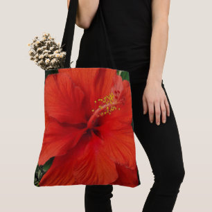 Bolsa Tote Red Hibiscus Closeup