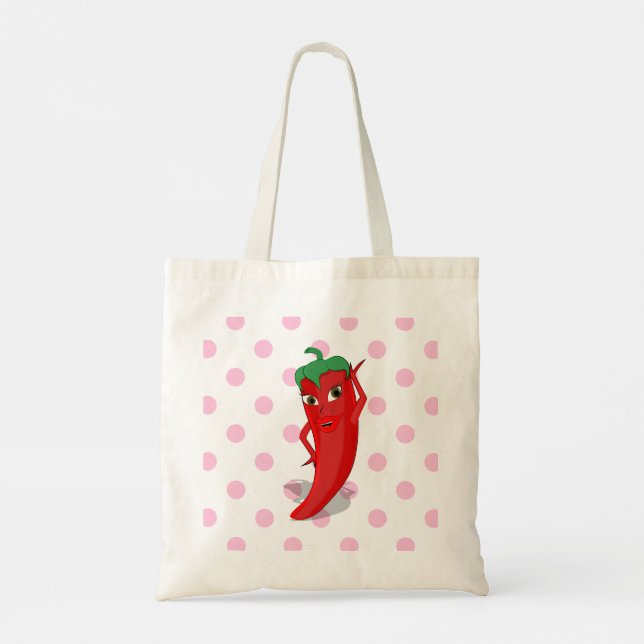 Bolsa Tote Red Hot Pepper Diva Bolinhas Rosa (Verso)