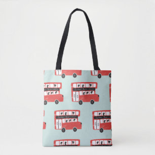 Bolsa Tote Red London Bus Vintage Pattern