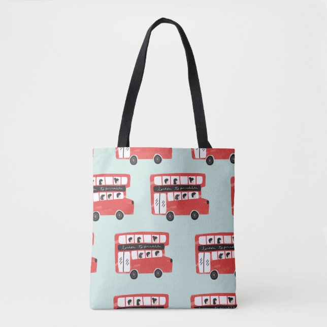 Bolsa Tote Red London Bus Vintage Pattern (Frente)