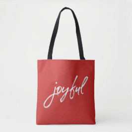 Bolsa Tote Red Modern Script Joyful Natal Red Business