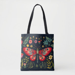 Bolsa Tote Red Moth No Jardim Noturno
