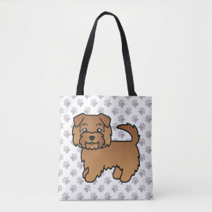 Bolsa Tote Red Norfolk Terrier Cartoon Cachorro e patas