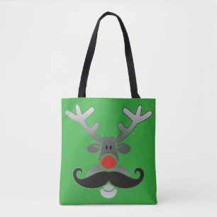 Bolsa Tote Red Nosed Rudolph com bigode + sua ideia