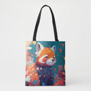 Bolsa Tote Red Panda Animal Retrato Pintura Floresta Selvagem