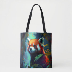 Bolsa Tote Red Panda Animal Retrato Pintura Floresta Selvagem