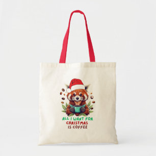 Bolsa Tote Red Panda Tudo o que quero no Natal é café