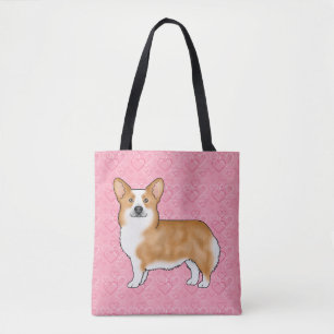 Bolsa Tote Red Pembroke Welsh Corgi Adorava Padrão Cardíaco R