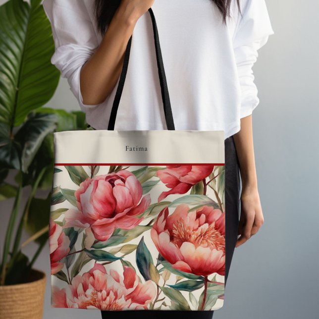 Bolsa Tote Red Peony Bold Floral (Red Peony Tote)