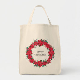 Bolsa Tote Red Poinsettia Wreath