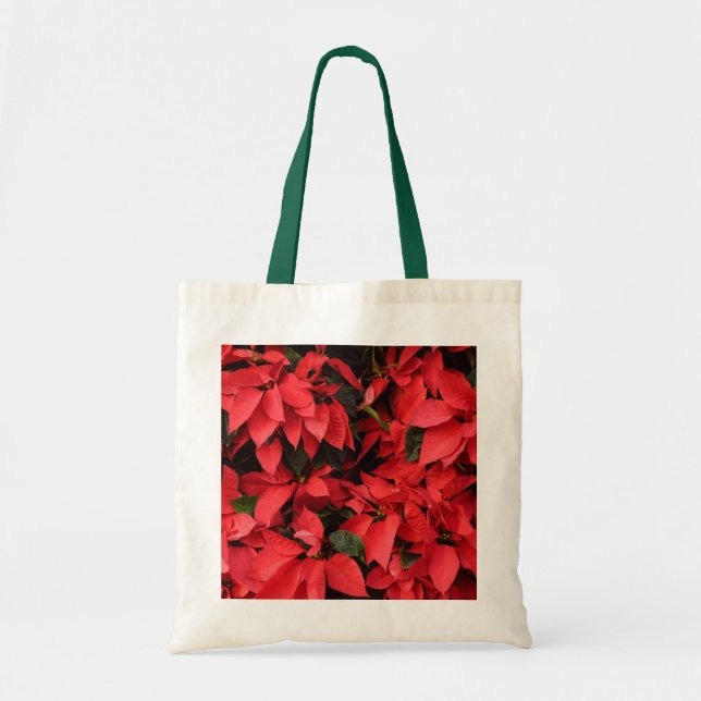 Bolsa Tote Red Poinsettias II Feriado de Natal Floral (Frente)