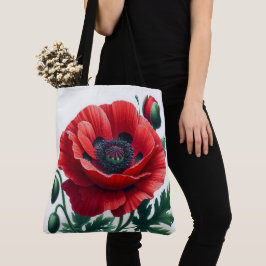 Bolsa Tote Red Poppy Floral