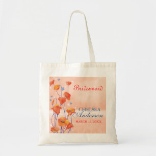 Bolsa Tote Red Poppy Floral Wedesmaids Gift