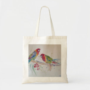 Bolsa Tote Red Rosella Parrot Watercolor Painting