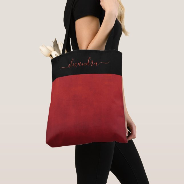 Bolsa Tote Red Rustic ombre elegante personalizado (Close Up)