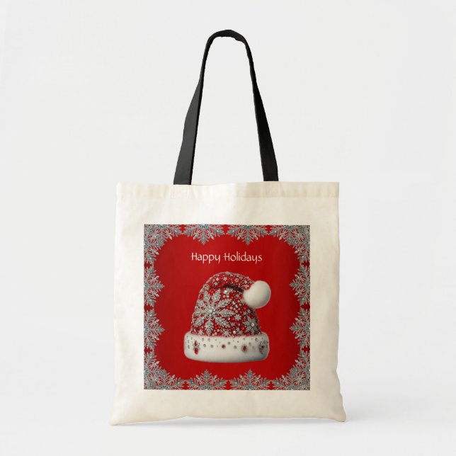 Bolsa Tote Red Santa Hat Holiday Tote Bag (Frente)
