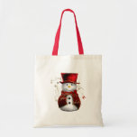 Bolsa Tote Red Snowman Christmas<br><div class="desc">Um bonitinho bonitinho de neve verde para o Natal em um saco de presentes festivos.</div>