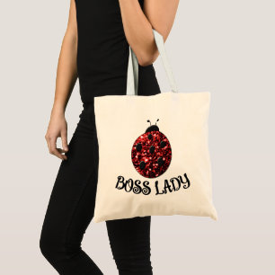 Bolsa Tote Red Sparkly Ladybug BOSS LADY Personalize