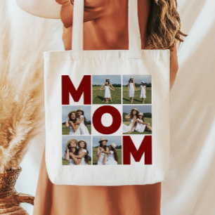 Bolsa Tote Red & White 6 Photo Collage Mãe
