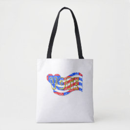 Bolsa Tote Red White Blue VOTE HearTE Flag em branco