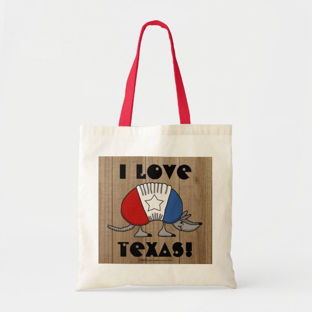Bolsa Tote Red, White e Blue Armadillo-I Love Texas! (Frente)