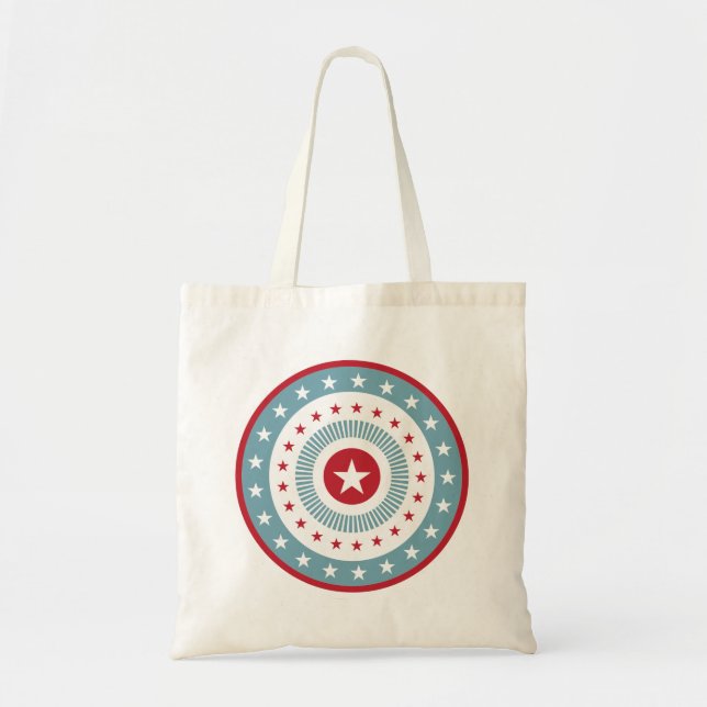 Bolsa Tote Red White e Blue Stars 4 de julho Tote Bag (Frente)