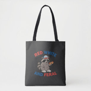 Bolsa Tote Red White E Feral Raccoon Engraçado