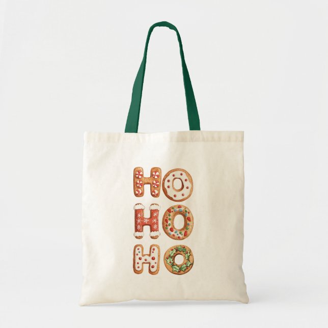 Bolsa Tote Red White Ho Ho Ho Ho Gingercake Natal (Frente)