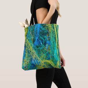 Bolsa Tote Rede de pesca azul e amarelo