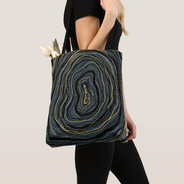 Bolsa Tote Redemoinho Dourado Azul Glam Art (Close Up)