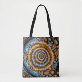 Bolsa Tote redemoinho fractal azul e dourado