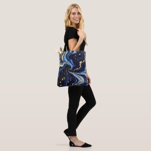 Bolsa Tote Redemoinhos Vibrantes de Azul e Dourado 3