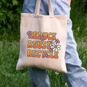 Bolsa Tote Reduza, Reutilize, Recicle Mensagem social posit