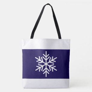Bolsa Tote Refinados Listras Largas Azul Marinho e Branco Flo