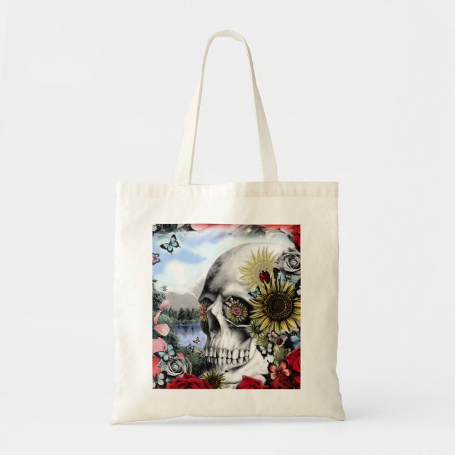 Bolsa Tote Reflexão, crânio da paisagem (Frente)