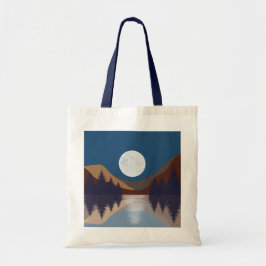 Bolsa Tote Reflexão da Lua na Floresta Abstrato russa
