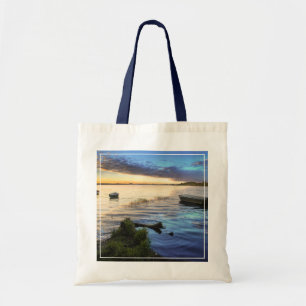 Bolsa Tote Reflexão dos barcos de navigação do por do sol