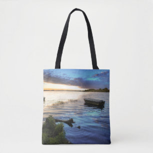 Bolsa Tote Reflexão dos barcos de navigação do por do sol