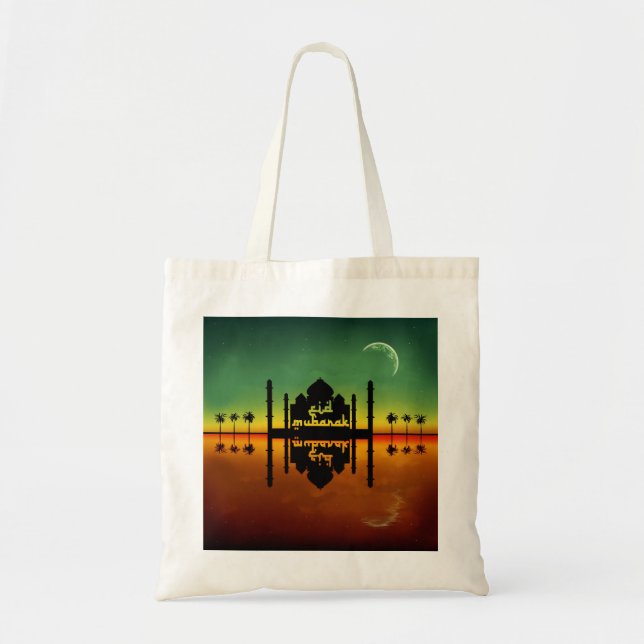 Bolsa Tote Reflexão Noturna Eid Mubarak (Frente)