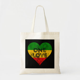 Bolsa Tote Reggae Heart One Love Rasta Reggae Music Rastafari