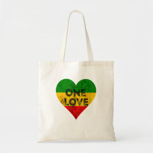 Bolsa Tote Reggae Heart One Love Rasta Reggae Music Rastafari