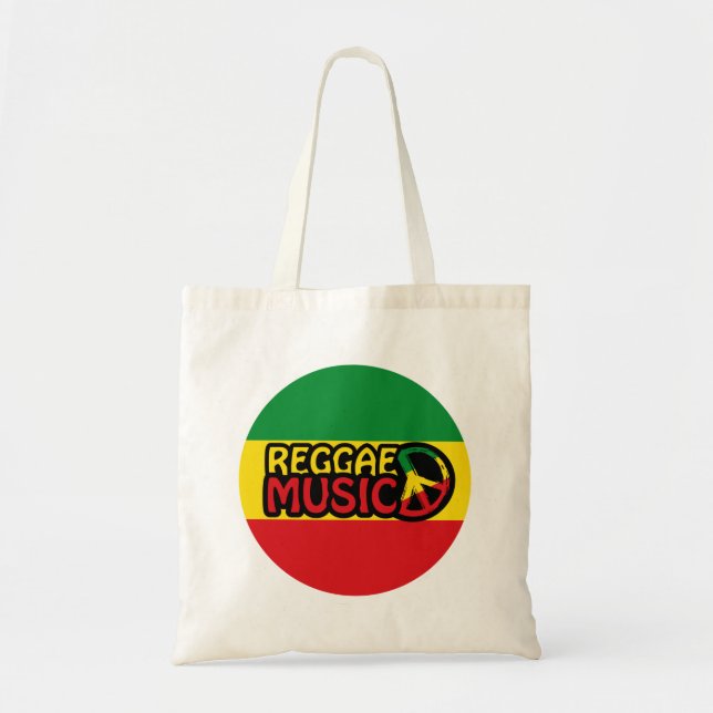Bolsa Tote Reggae Music, reggae art com símbolo de paz (Frente)