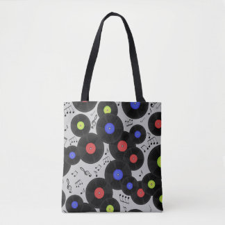 Bolsa Tote Registros de Vinil: Padrão de Nota de Música