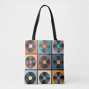 Bolsa Tote Registros de vinilo: conjunto retrô LP.