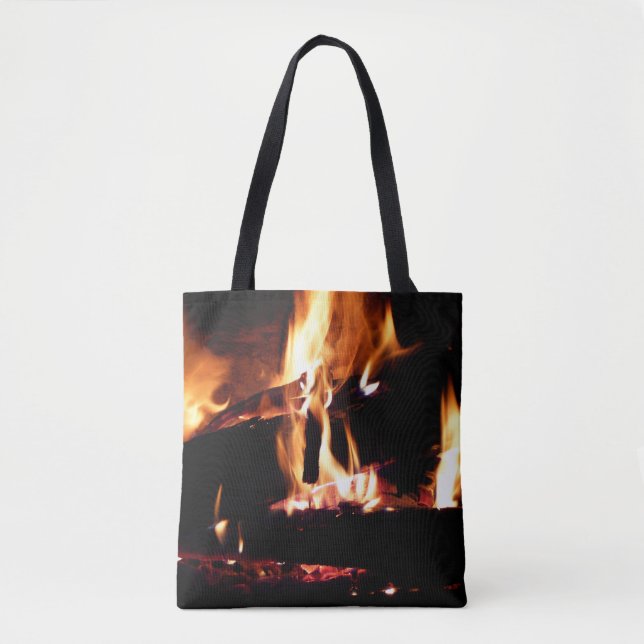 Bolsa Tote Registros na fotografia de fogo quente da Lareira (Frente)