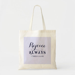 Bolsa Tote Regozijo-me com a Bíblia Verse Christian Blue