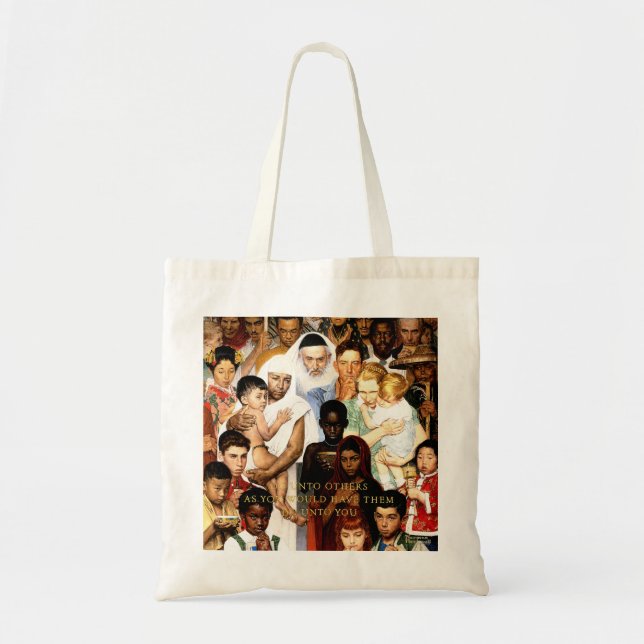 Bolsa Tote Regra do ouro (Do to other) por Norman Rockwell (Frente)