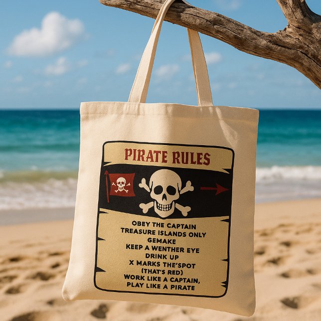 Bolsa Tote Regras de Pirata Negra e Vermelha (Criador carregado)