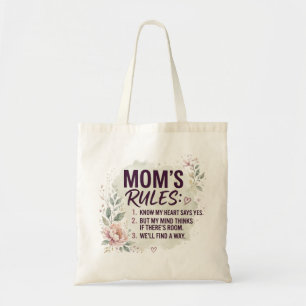Bolsa Tote Regras Divertidas da Mamãe Floral Aquarela Citação