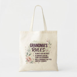 Bolsa Tote Regras Divertidas da Vovó Floral Aquarela Citação